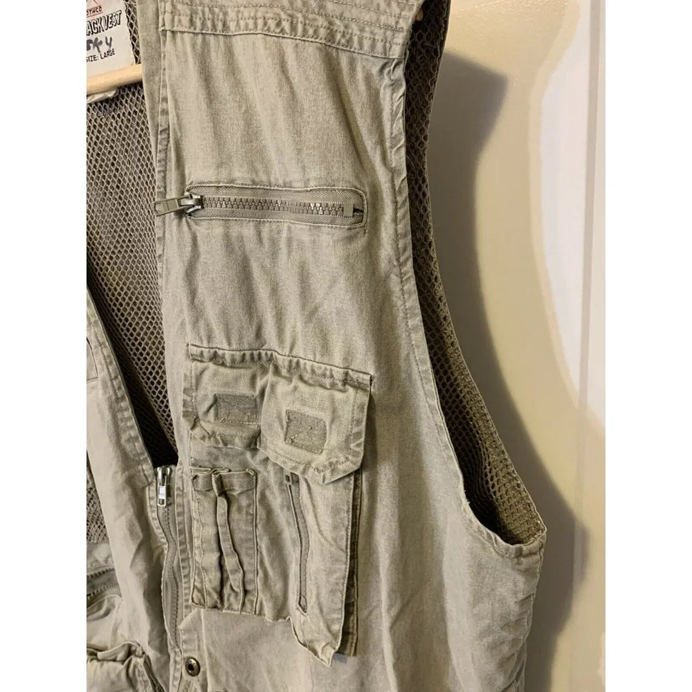 Rothco Outback Vest Sz L Travel Photo Photography Pockets Canvas Fishing Hunting